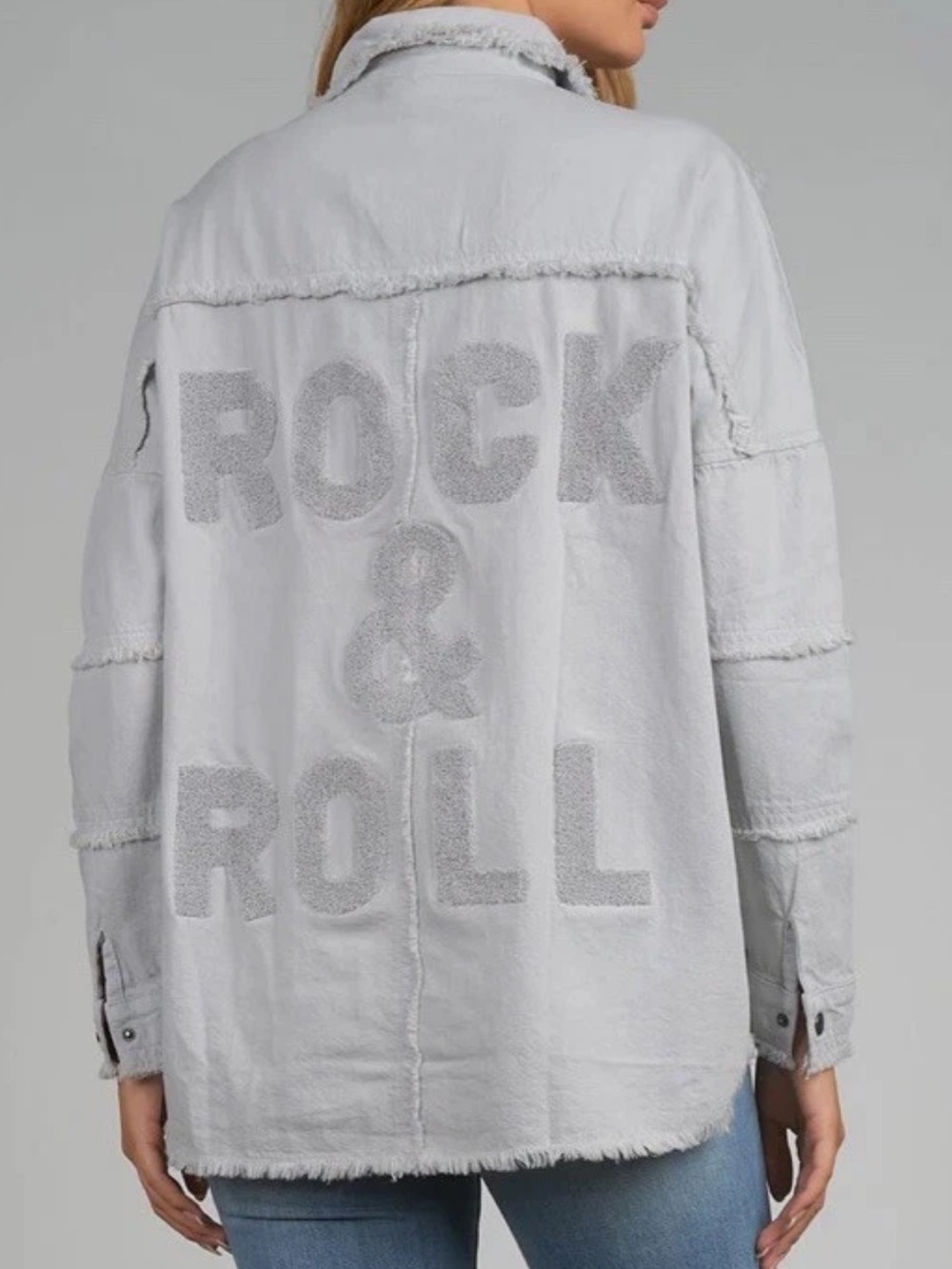 NWT Elan Devan Rock & Roll Military Shacket Jacket Pale Gray Small NEW